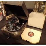 Columbia vintage portable gramophone with some records