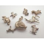 Eight various silver animal charms