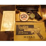 Boxed Webley mark one 177 calibre air pistol with original price list