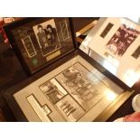 Two framed and glazed original Beatles film Cells of Live performance and a framed set of three