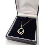 9ct gold two hearts necklace