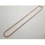 Yellow metal solid rope chain L: 60 cm