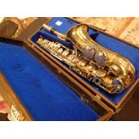 Cased Weltklang saxophone serial no 52748 made in GDR for Rudoll Carte