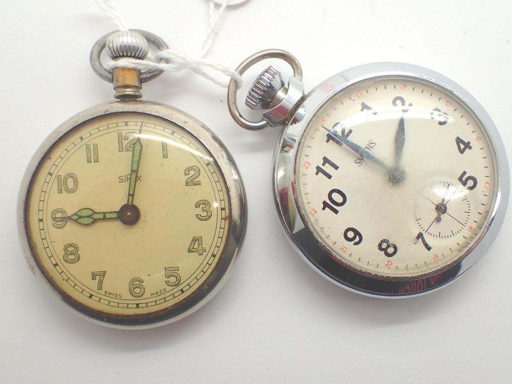 Two chromium cased 20thC crown wind pocket watch Smiths and Sirex