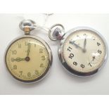 Two chromium cased 20thC crown wind pocket watch Smiths and Sirex