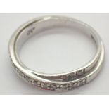 9ct white gold ring with diamonds size N