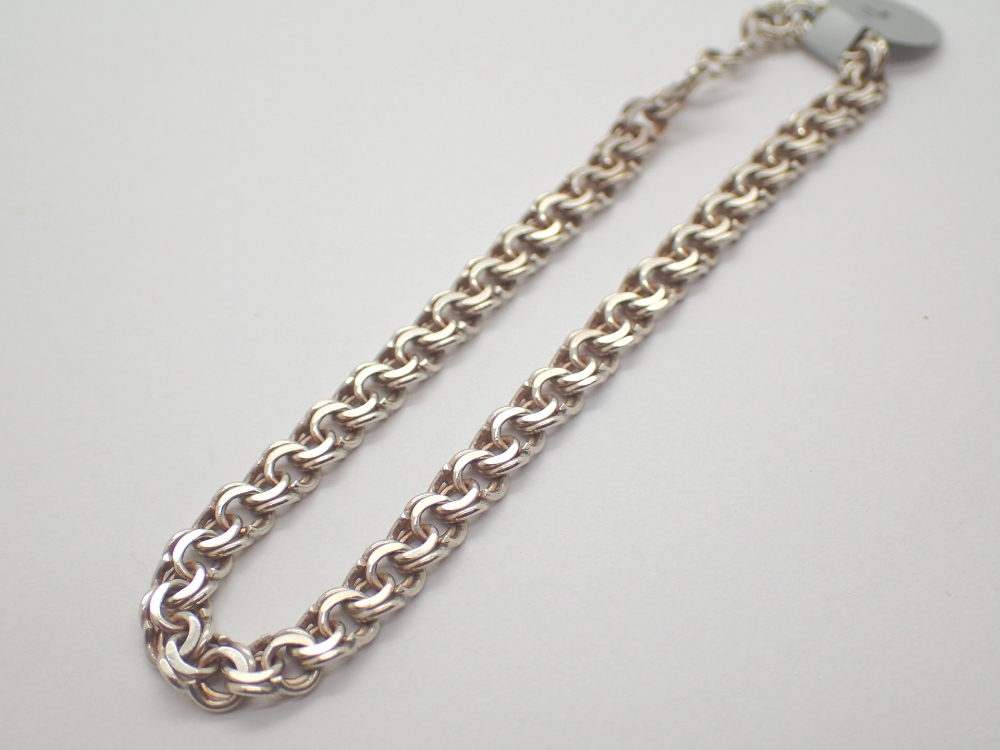 Solid silver fancy double link bracelet stamped 925