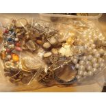 Costume jewellery to include silver cufflinks trifari pearls enamel Kingfisher brooch etc