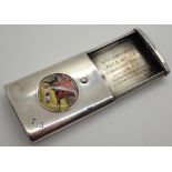 Silver vesta case with huntsman enamel