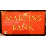 Hard plastic Martins Bank sign 30 x 60 cm