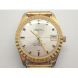 Yellow metal and stainless steel mechanical movement original wristwatch with date on matching