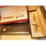 Three boxed Sheaffer pens and a boxed Colibri of London pen