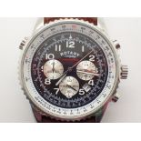 Rotary Chronospeed black faced gents wristwatch with multi faced dial and date to lower right on