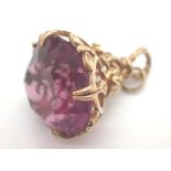 9K gold fully hallmarked amethyst fob 7.