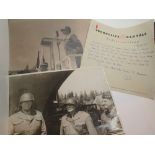 Two WWII original photographs of General George Patten with descriptions etc to verso