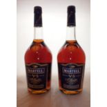 Two one litres bottles Martell VS fine cognac