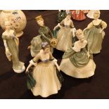 Six Royal Doulton figurines all first quality