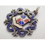 White metal and enamel fob for the Birmingham and Mid England Poultry Fanciers Society