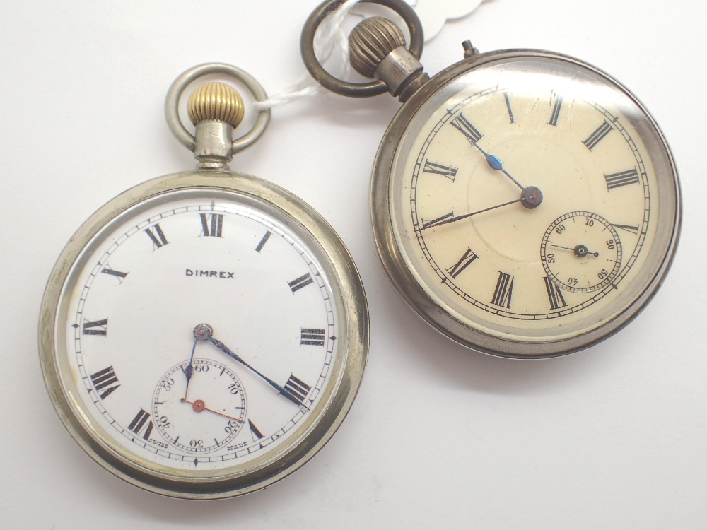 Two chromium plated crown wind pocket watches