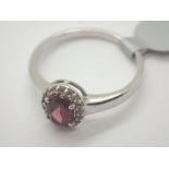 Gemporia silver garnet and cubic zirconia ring size U