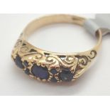 9ct gold Victorian style sapphire ring size O