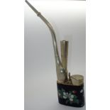 Oriental enamelled opium pipe H: 29 cm CONDITION REPORT: Large chip on left hand