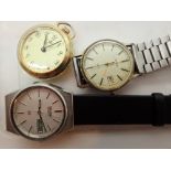 Seiko quartz day date wristwatch Sekonda date wristwatch and a modern fob watch