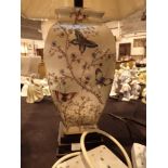 Pair of Oriental style ceramic table lamps with butterfly design H: 70 cm CONDITION