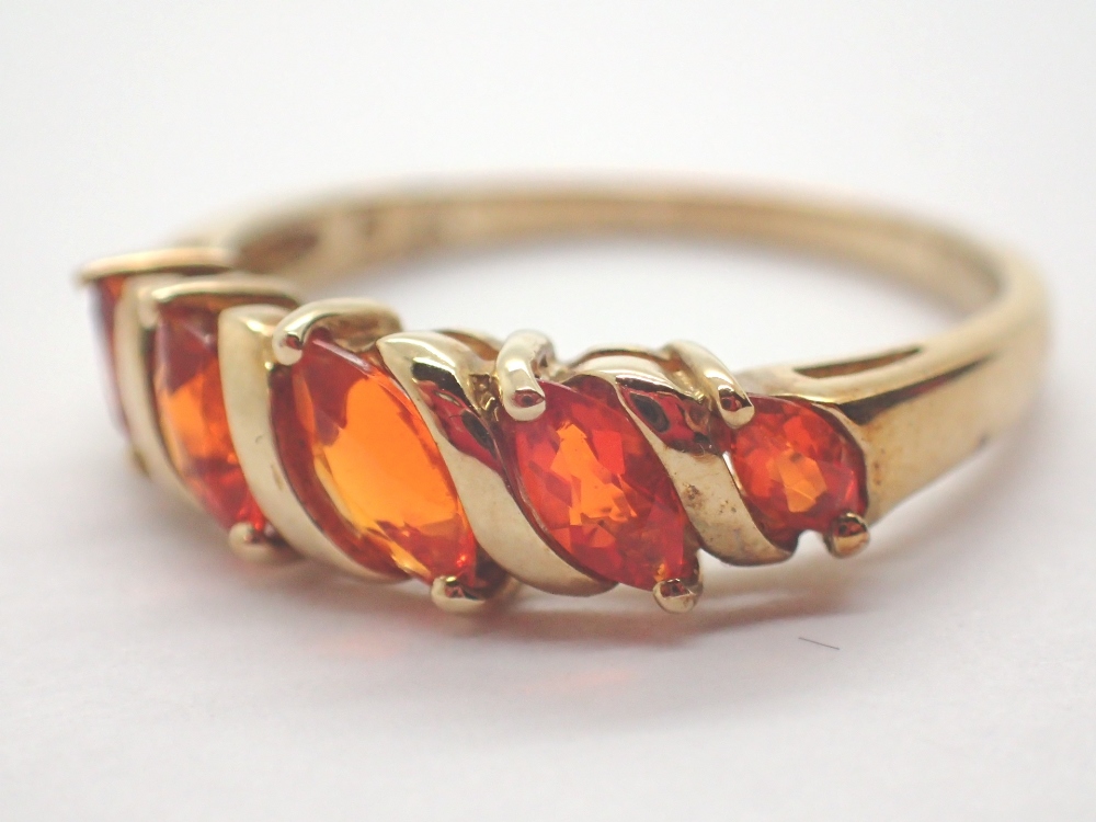 9ct gold and fire opal ring size N