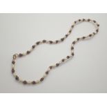 9K gold freshwater pearls and garnet necklace