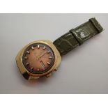 Gents automatic gold plated retro wristwatch