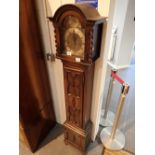 Oak longcase clock with interior inscription for 1920 ( key in office pre lot 7034 )