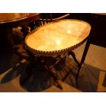 20thC French coffee table with galleried oval marble top and ormulu stye mounts