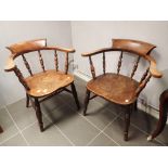 Two elm seated smokers bow chairs