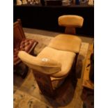 Pair of shaped oak upholstered chairs