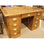 Oak desk with brass handles L: 120 cm