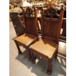 Pair of antique Arts and Crafts church high back chairs