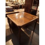 Square form walnut games table each cantered corner having slide out ashtrays and cupholders (