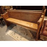 Antique pitch pine church pew L: 160 cm ( OPTION ON NEXT LOT )