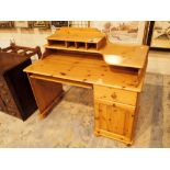 Modern pine desk with raised back storage shelf L: 120 cm