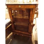 Late Victorian / Edwardian display cabinet raised on cabriole legs with metal and porcelain