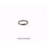 *Platinum wedding band, weight 5.9 grams, ring size O (Lot subject to VAT)