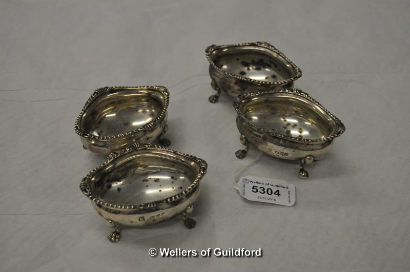 A set of four oval silver salts, Chester 1899, 214g.