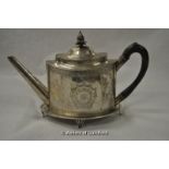 A Scottish silver teapot and stand, engraved with crest, Edinburgh 1821, 743g overall.