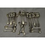 Scottish silver: a set of eight table spoons; three similar teaspoons, all Glasgow 1822; together