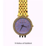 *Ladies' Michael Kors wristwatch, circular mauve dial with white stone set bezel and baton hour