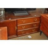 Two items of Oriental hardwood; sideboard with glazed top (1800mm long) and a gentleman's compactum