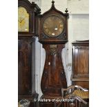 A Victorian mahogany longcase clock with 8 day movement, the metal dial painted with Roman numerals,