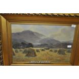 D Cameron, Harvest Scene with hills beyond, oil on canvas, signed lower left, 39 x 59cm.