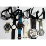 *Selection of twelve mixed watches, mainly sports style with rubberised/plastic straps (Lot